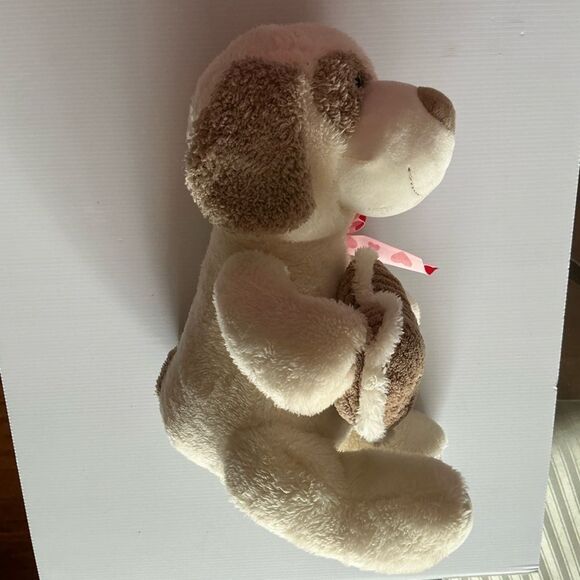 Kellytoy Dog Plush Toy 12" Beige Stuffed Animal w/ Love Brown Heart. - Picture 4 of 10